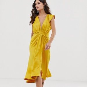 ASOS Design Knot Front Plunge Midi